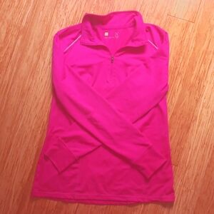 Pink Fitted Long Sleeve Quarter Zip Top - Size Medium